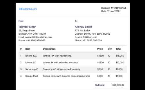 bootstrap 5 invoice template
