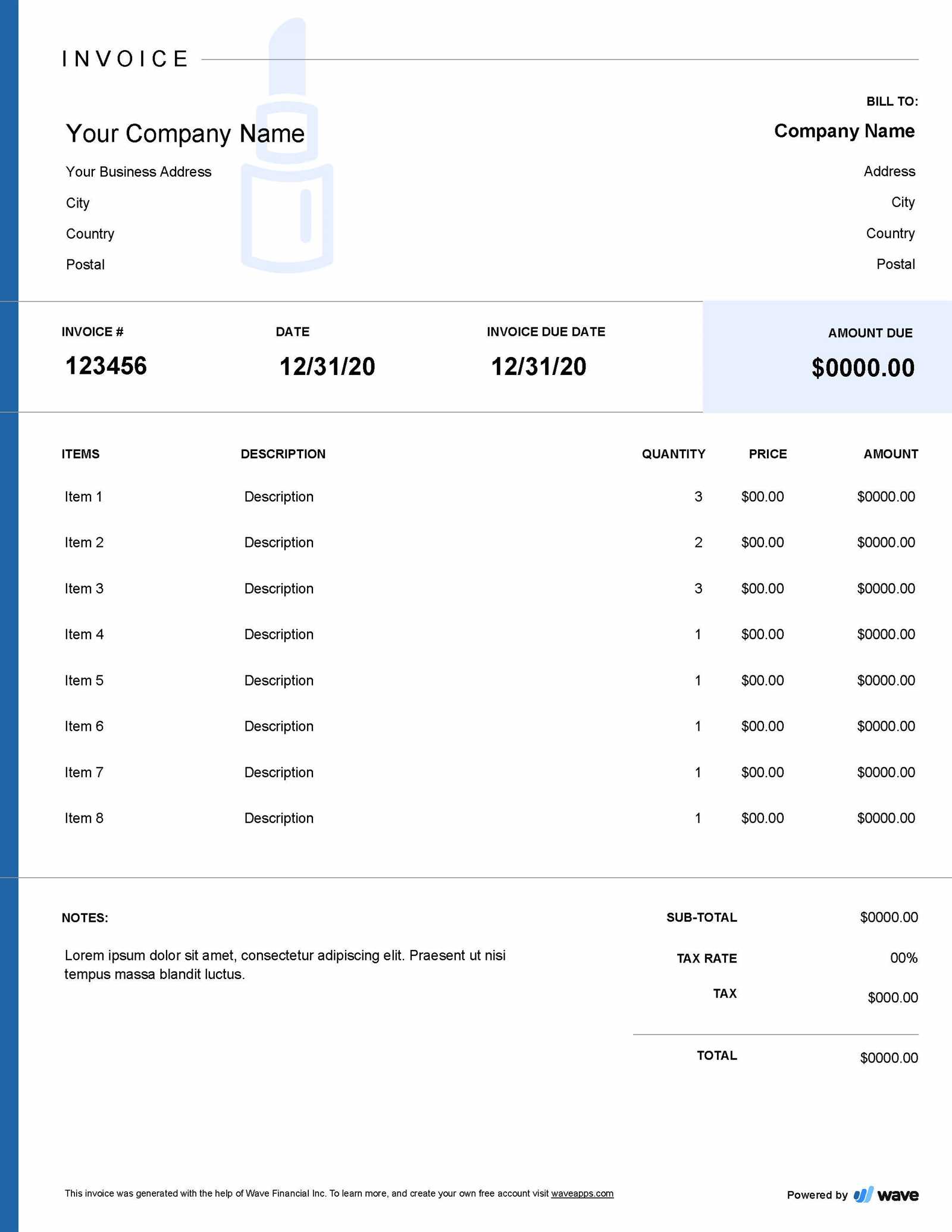 salon invoice template