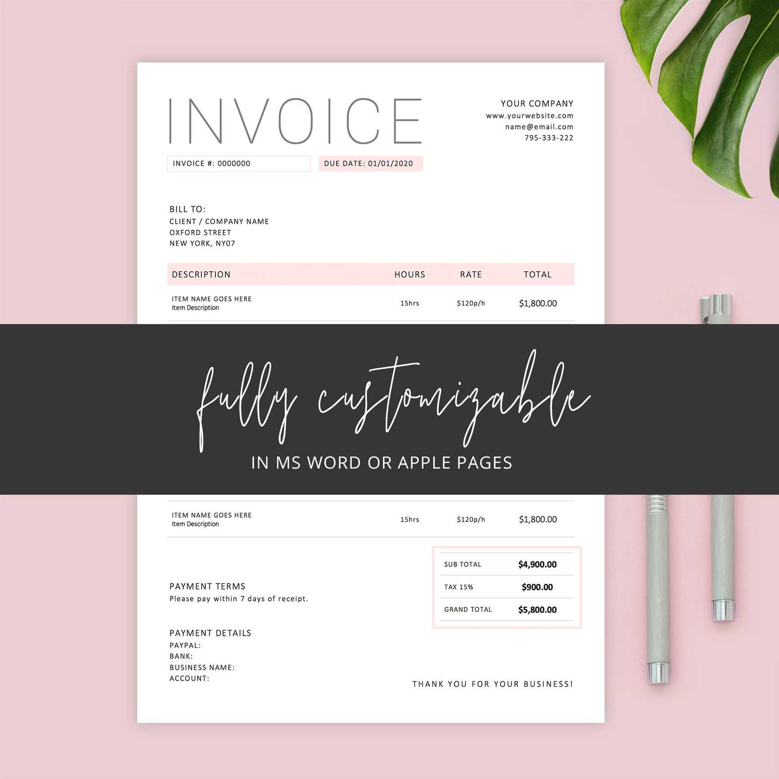 photography invoice template mac