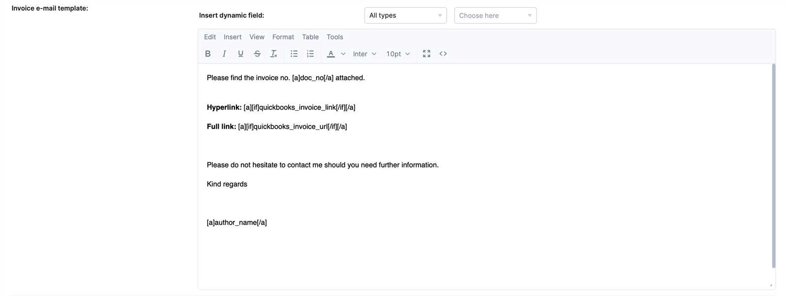 quickbook templates invoices