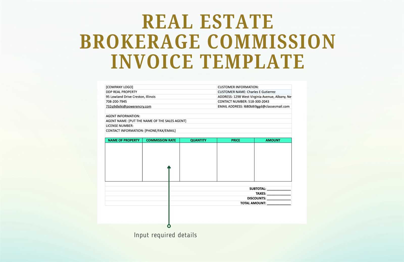 real estate agent invoice template