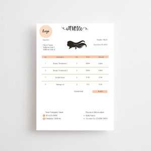 hairdressing invoice template