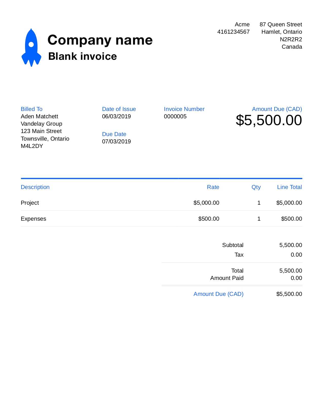 company invoices template