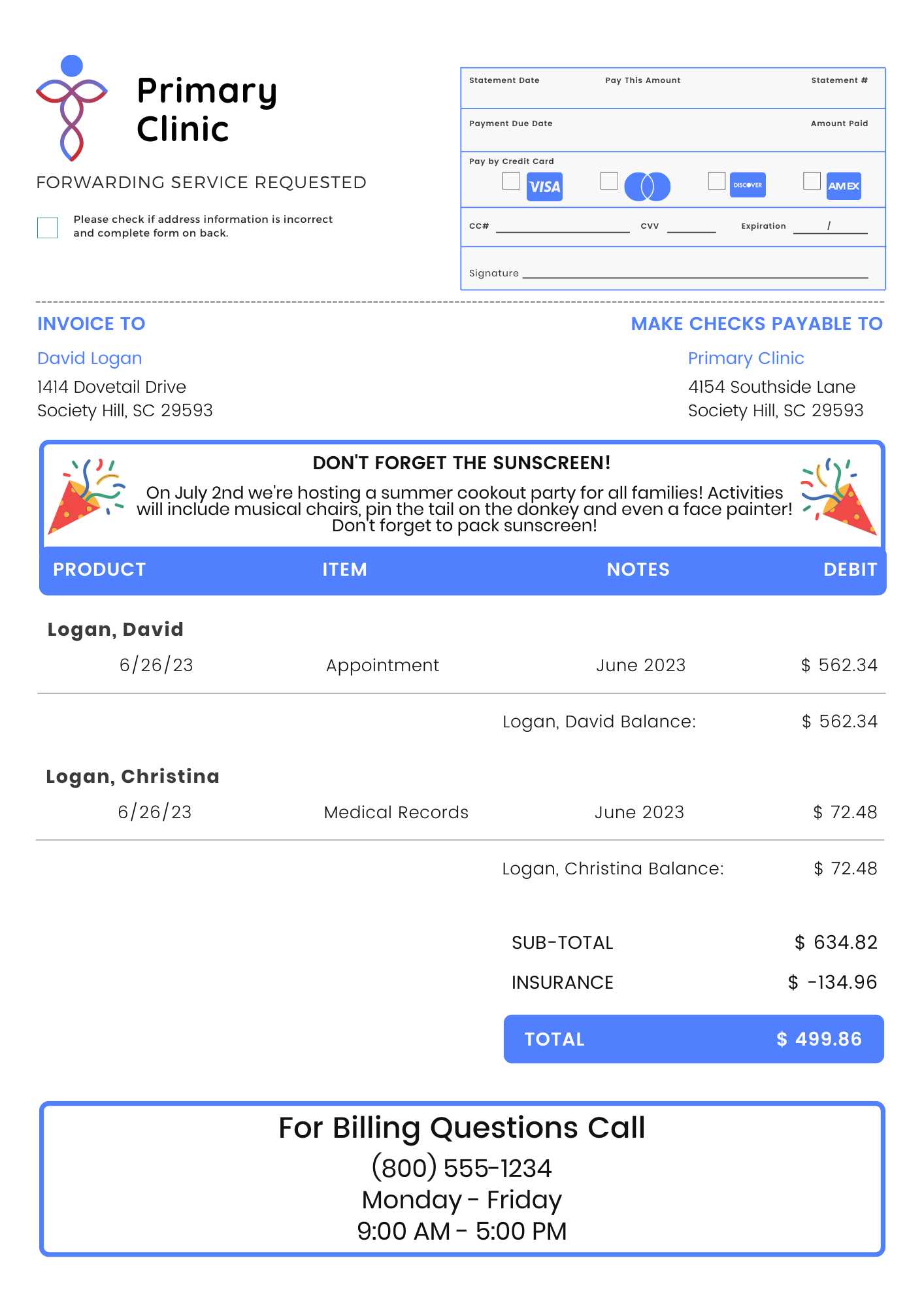 medical records invoice template