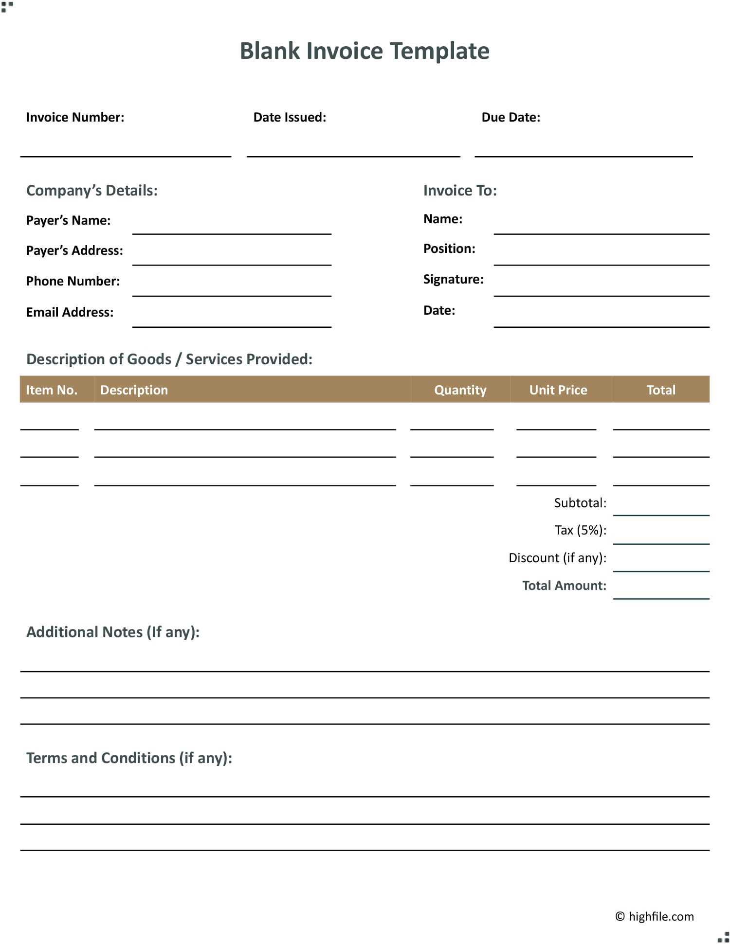 invoice template services