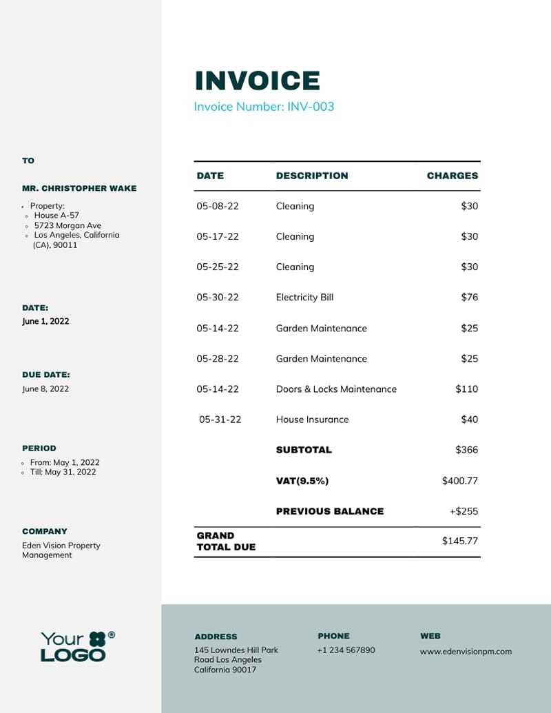 invoice management template