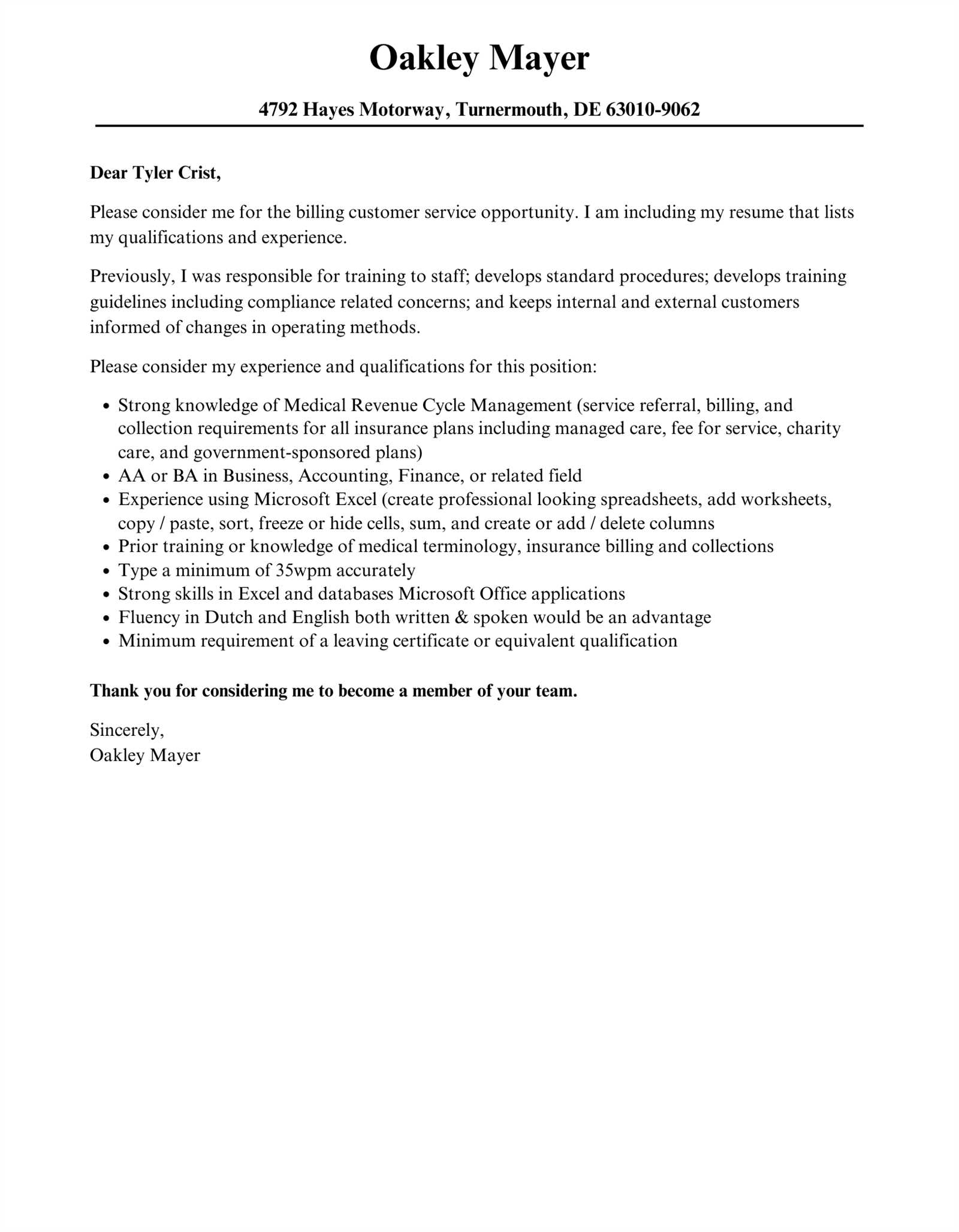 invoice cover letter template