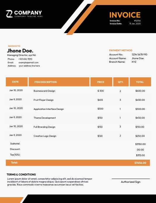 designer invoice template