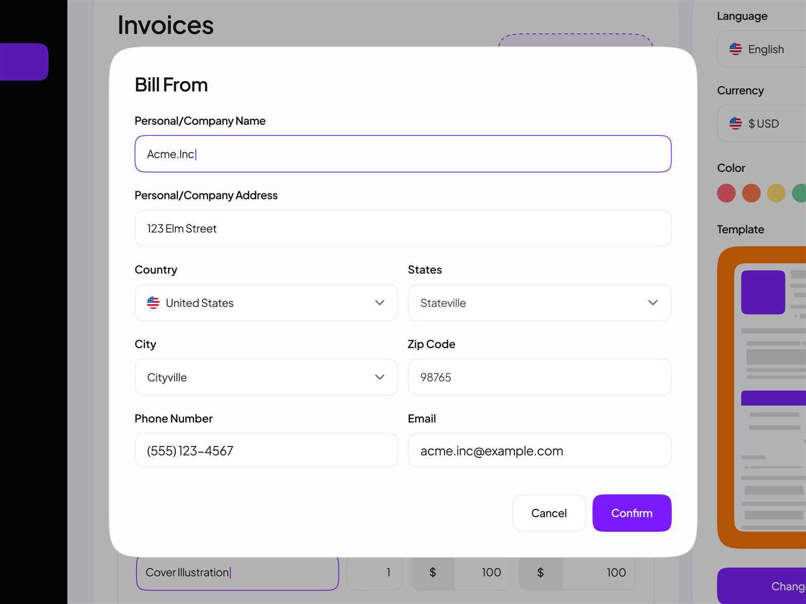 invoice dashboard template