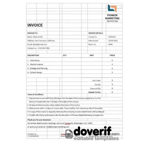 advertising agency invoice template