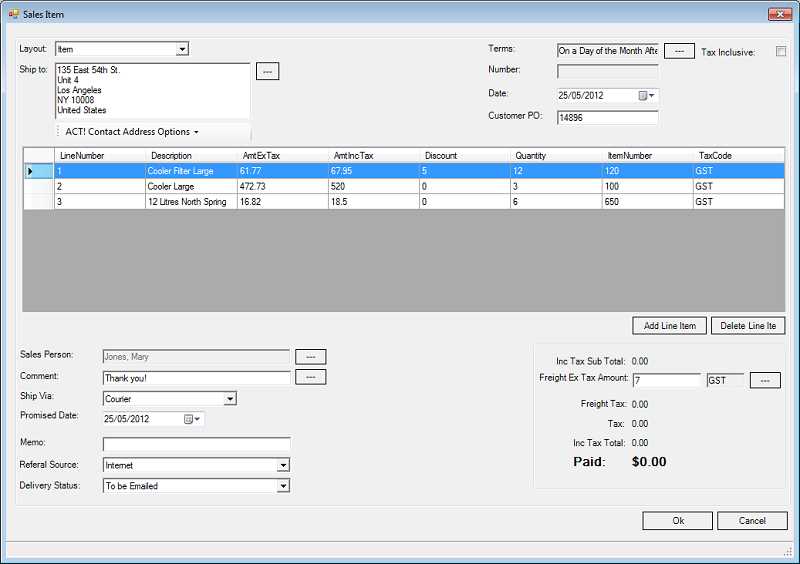 myob invoice template
