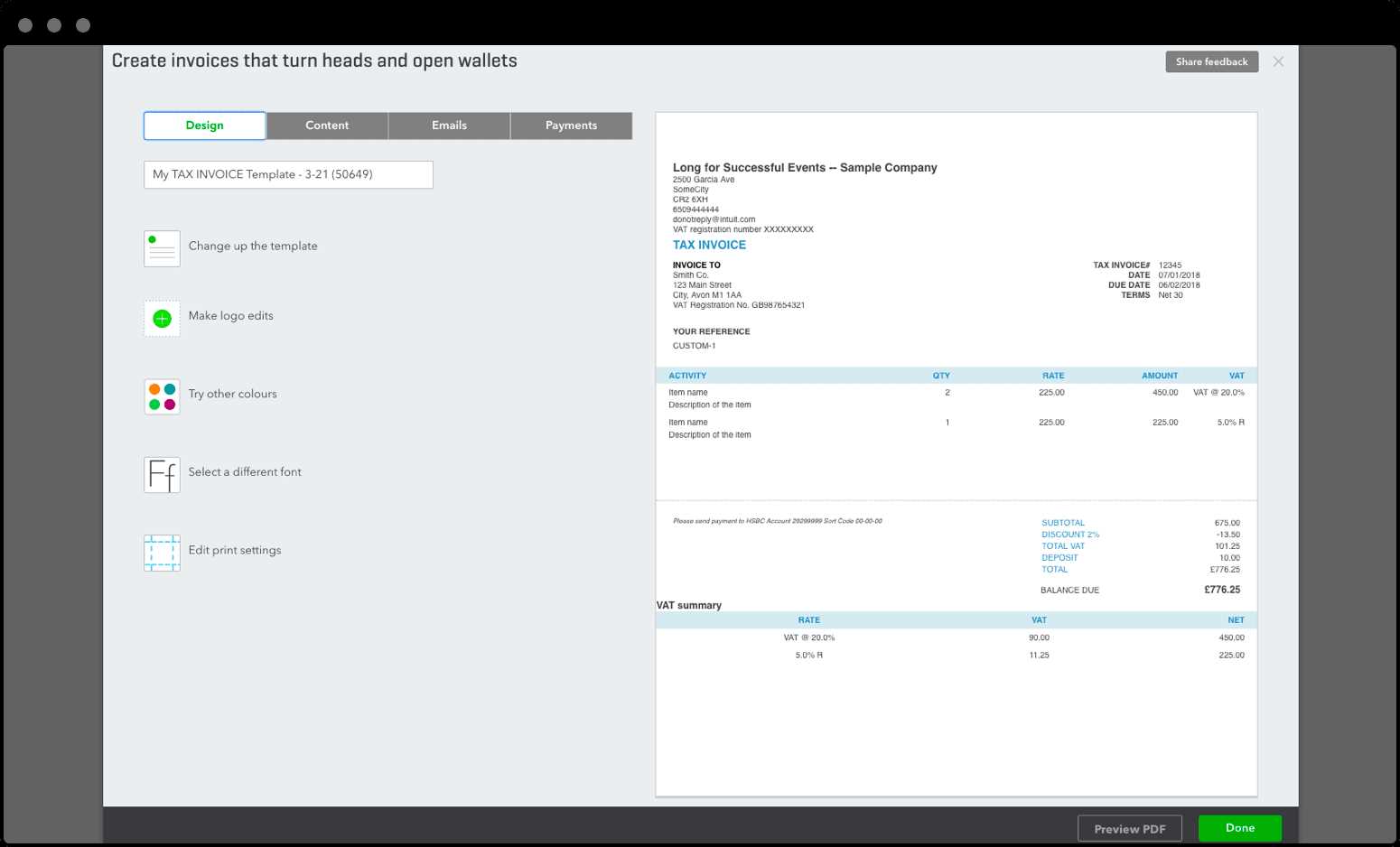 how to edit invoice template in quickbooks online