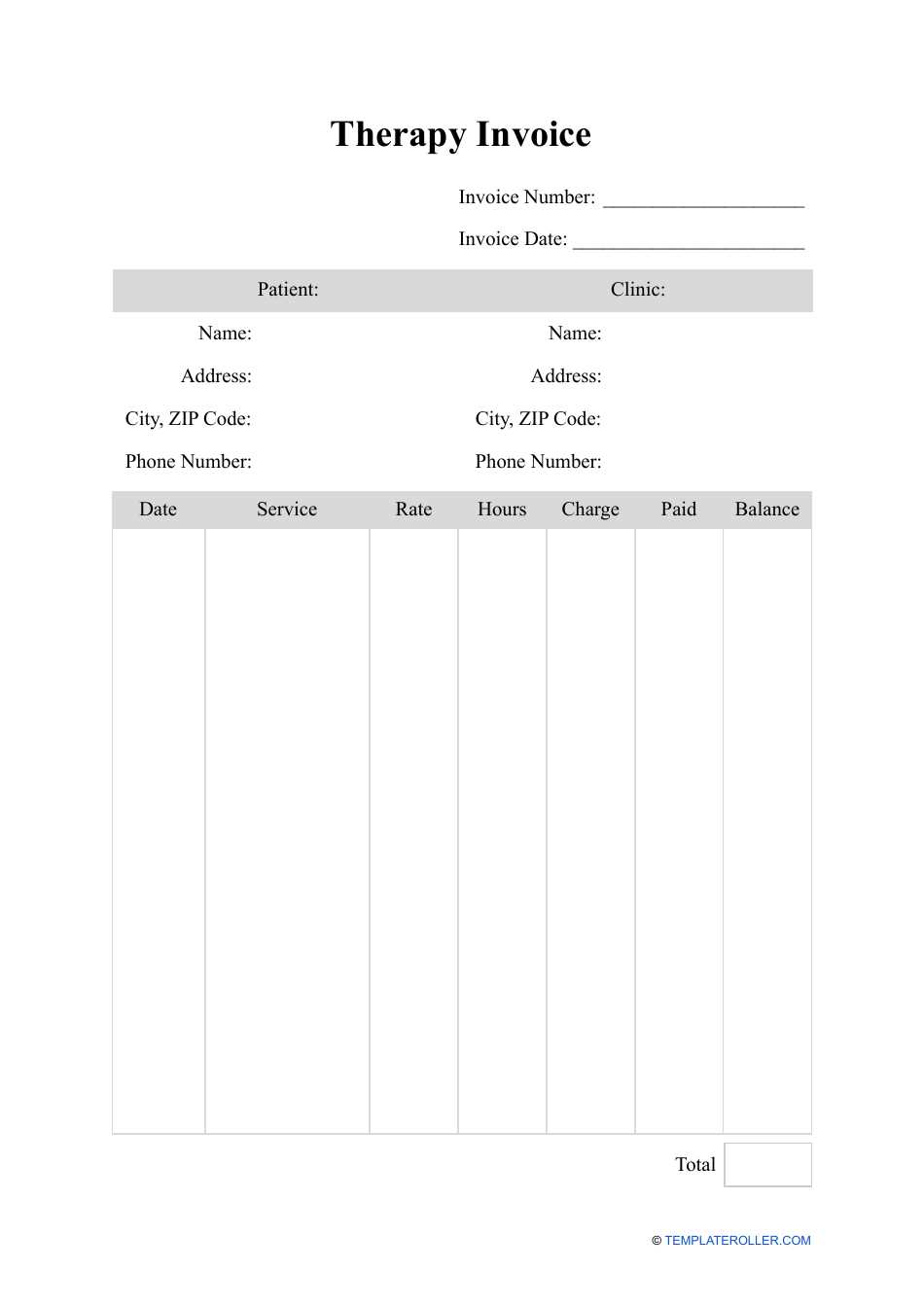 occupational therapy invoice template