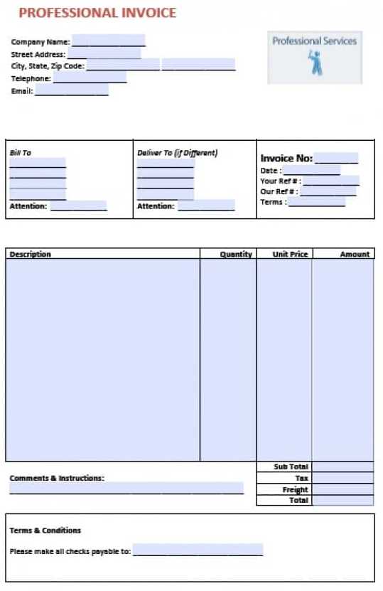 professional service invoice template