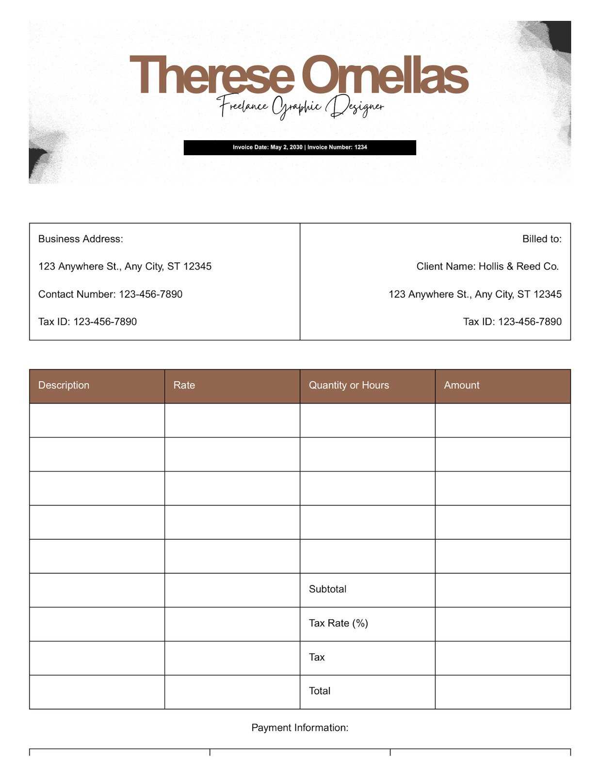 graphic designer invoice template pdf