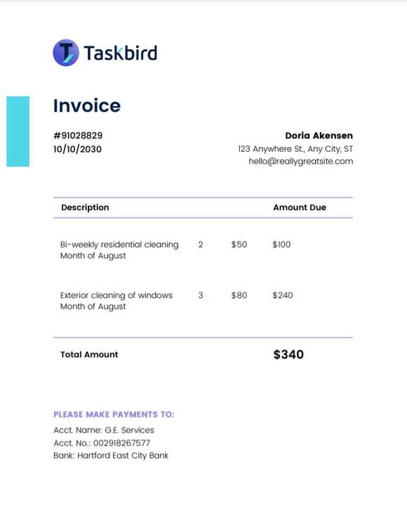 residential cleaning invoice template