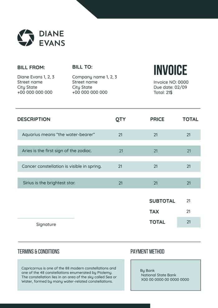 italian invoice template