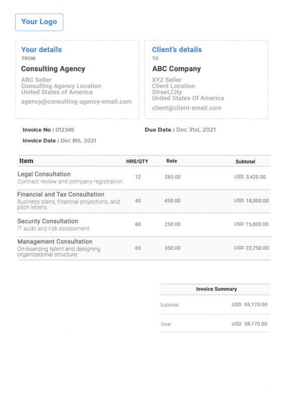 consultant invoice template free