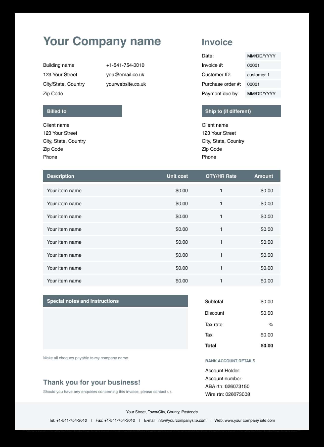 invoice template pdf blank