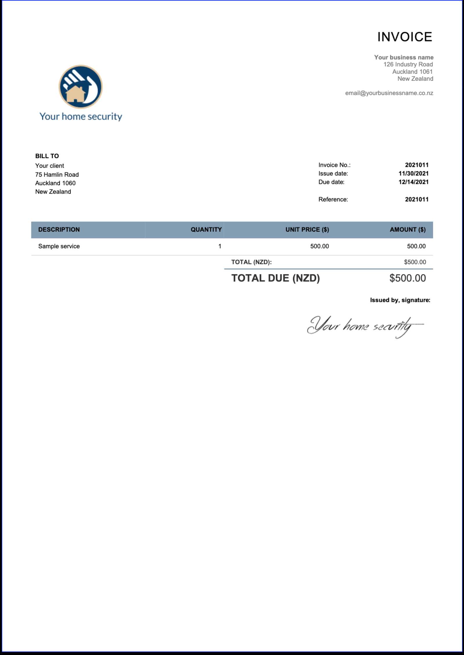 new zealand tax invoice template