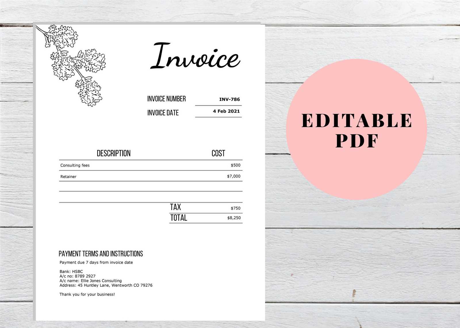 retainer invoice template