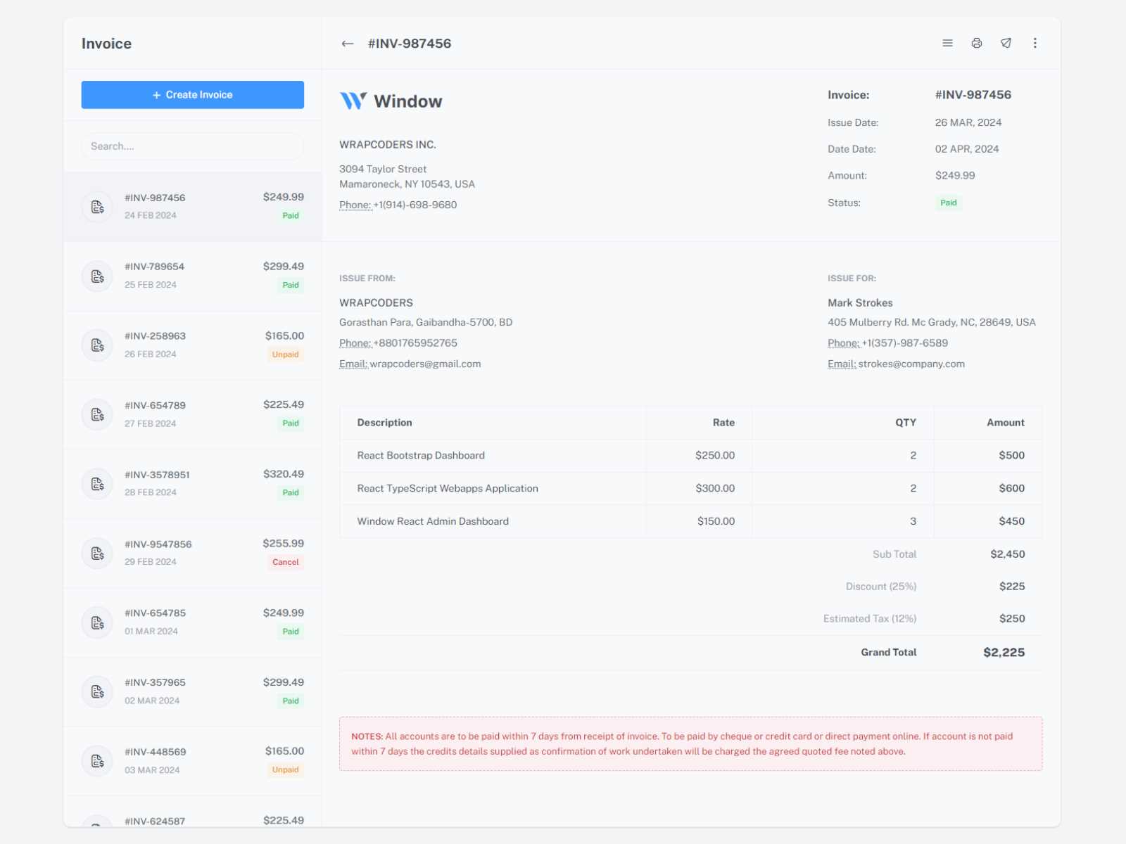 invoice bootstrap template