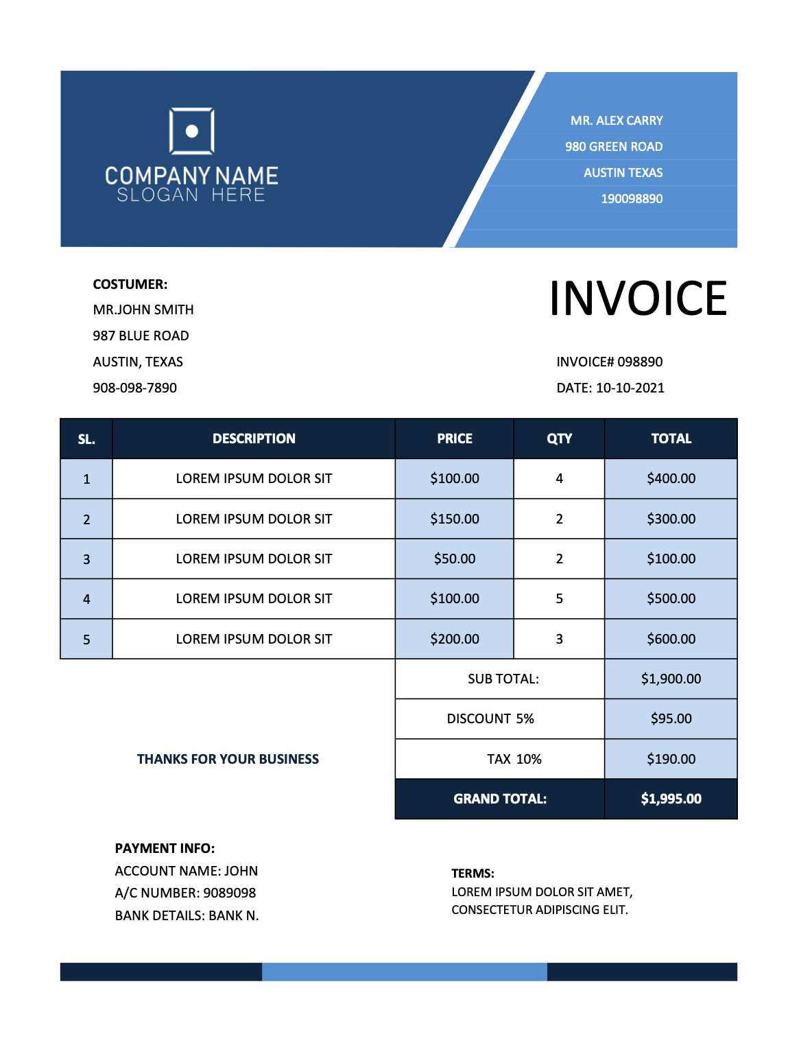 professional looking invoice template free