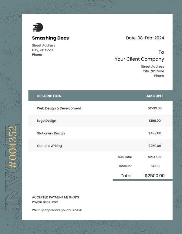 professional looking invoice template free