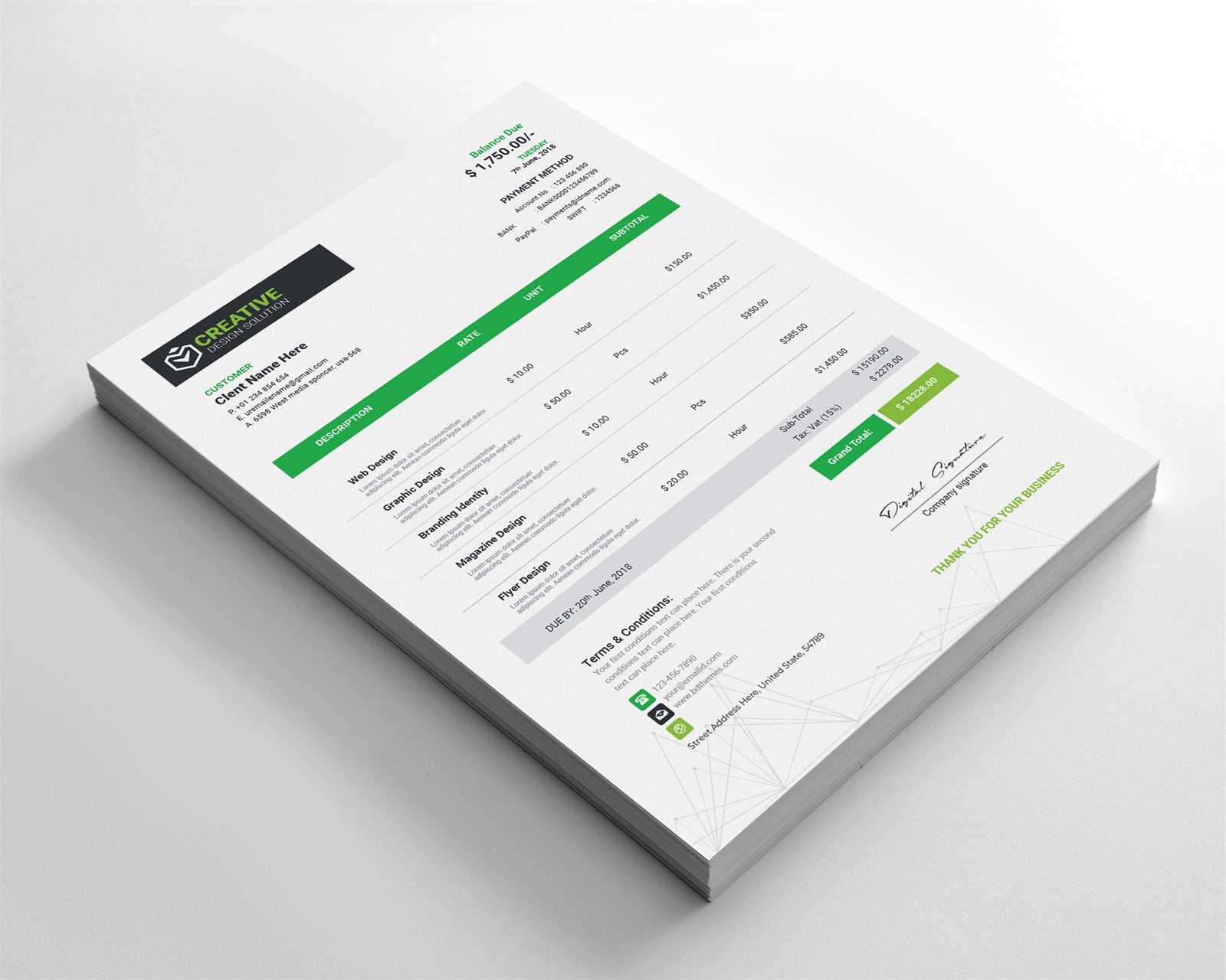 contemporary invoice template