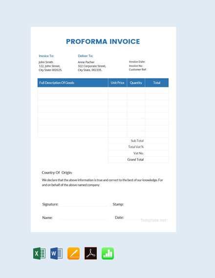 proforma invoice template word doc