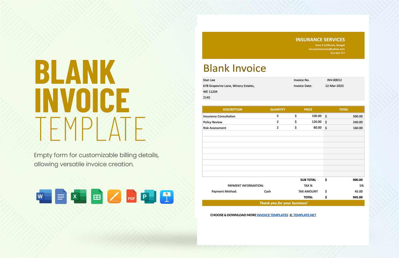 simple invoice template free mac