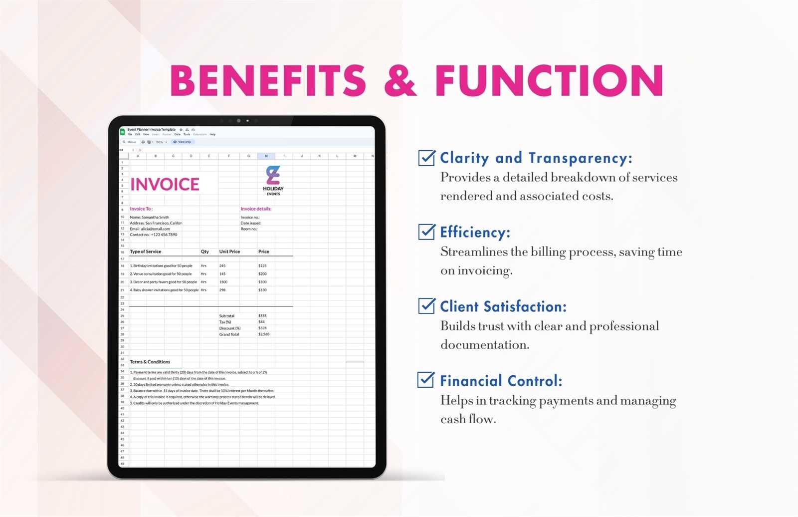 event planner invoice template