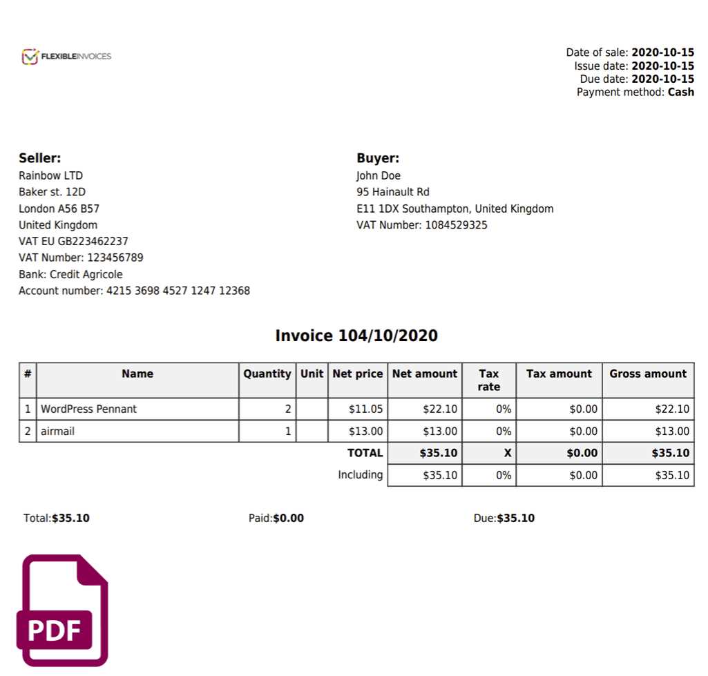 woocommerce pdf invoice template