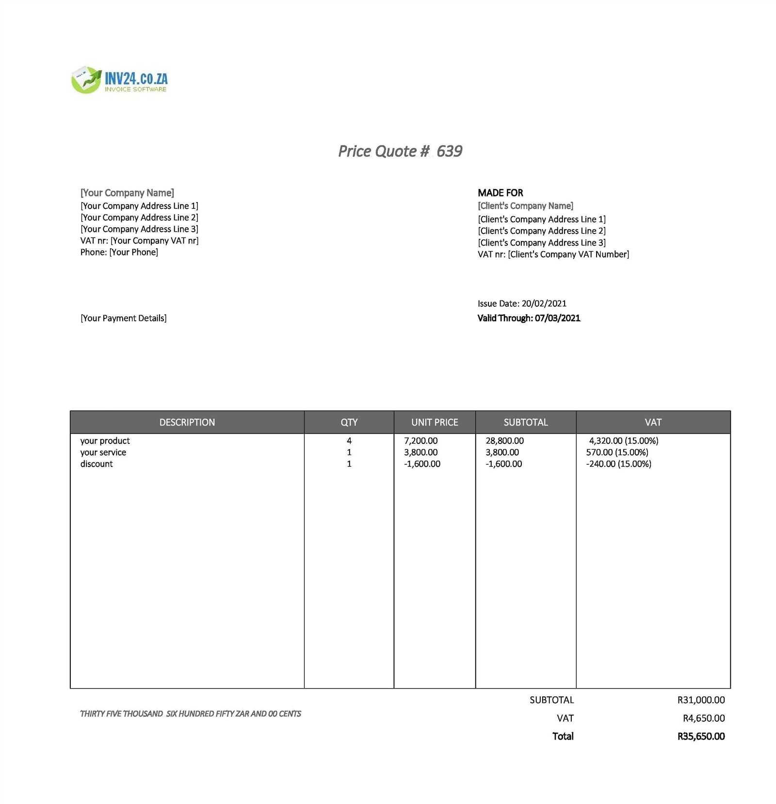 invoice and quote templates