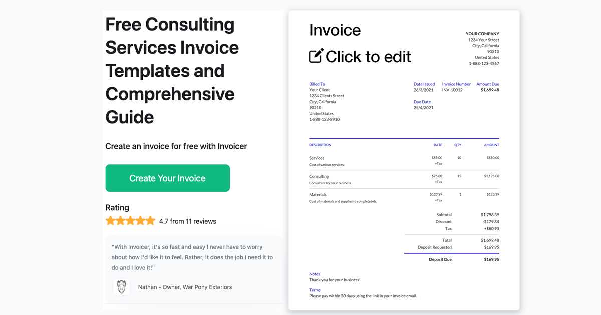 invoice template for it consulting services