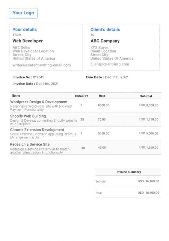 proforma invoice html template