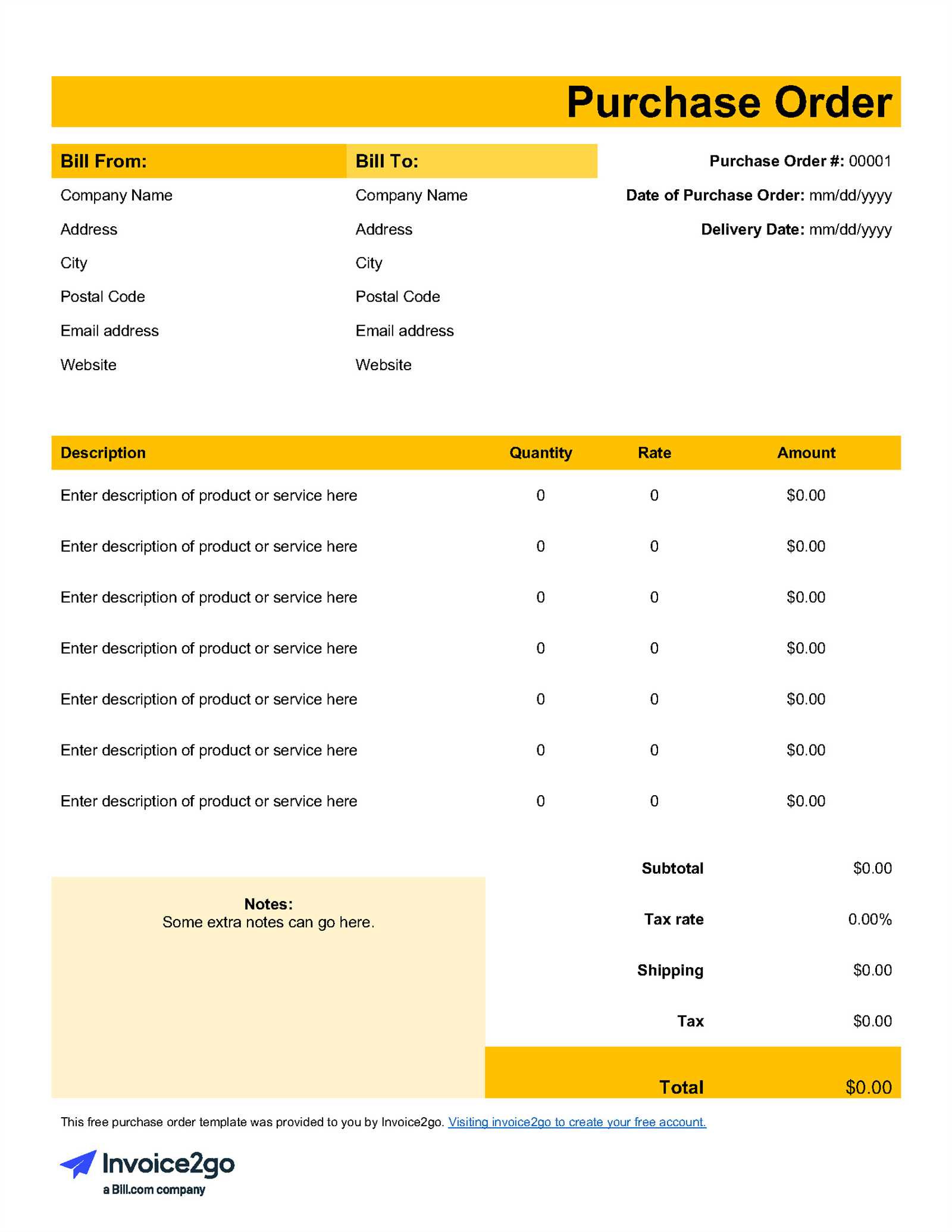 po invoice template