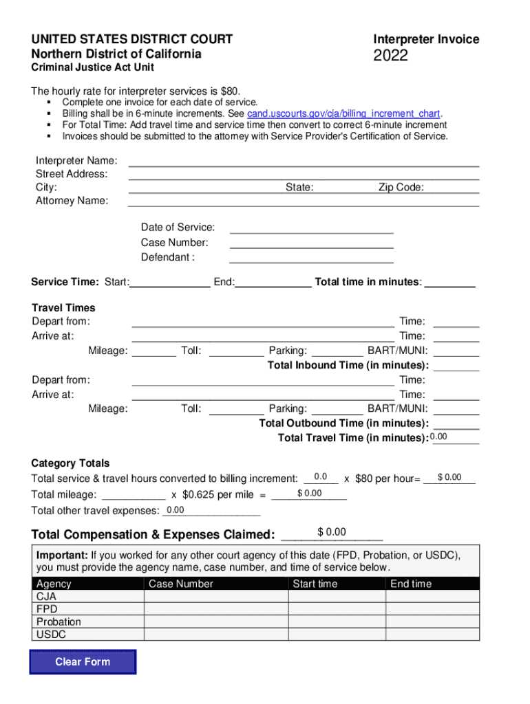 interpreter invoice template