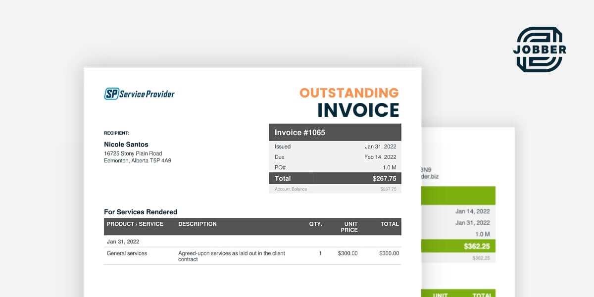 outstanding balance invoice template