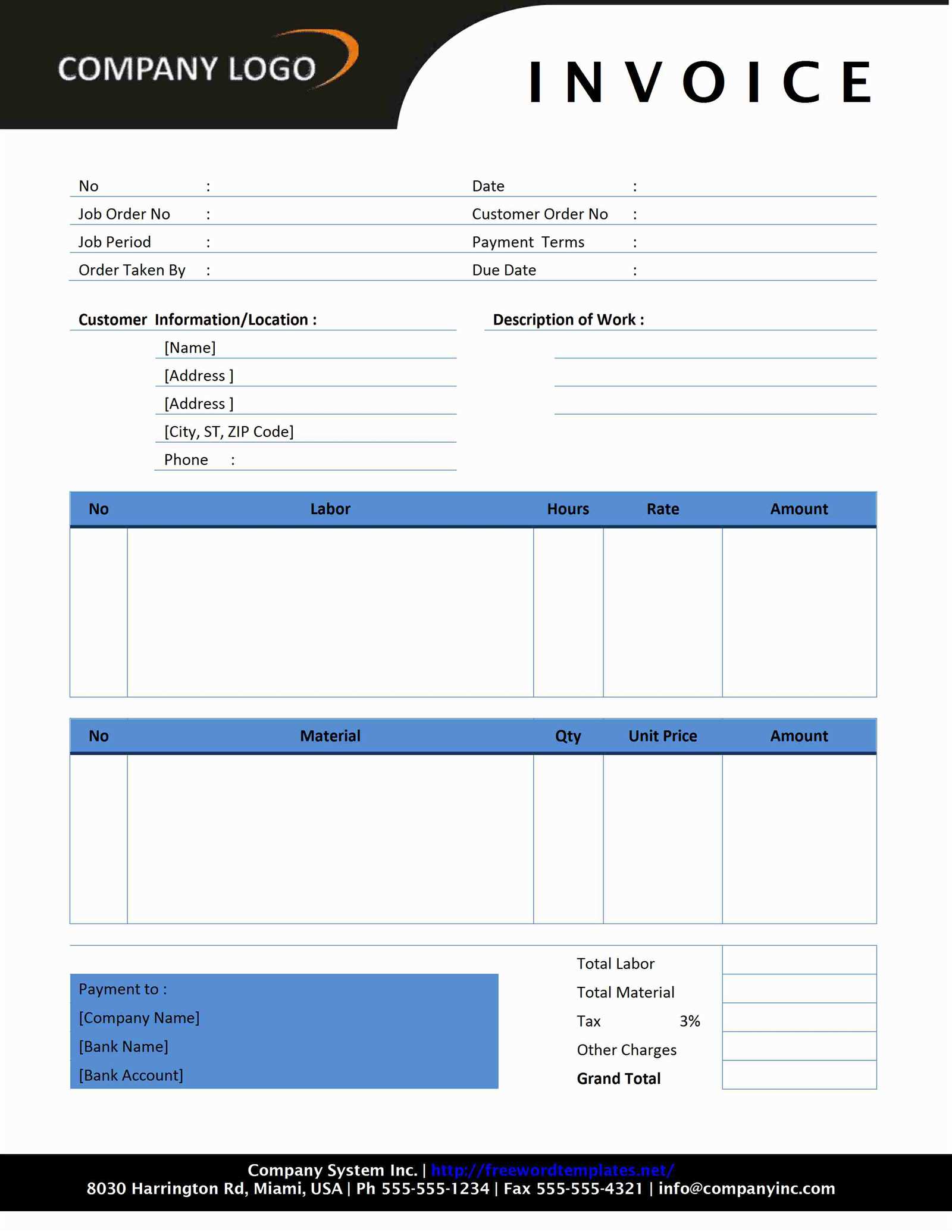 work invoice template free