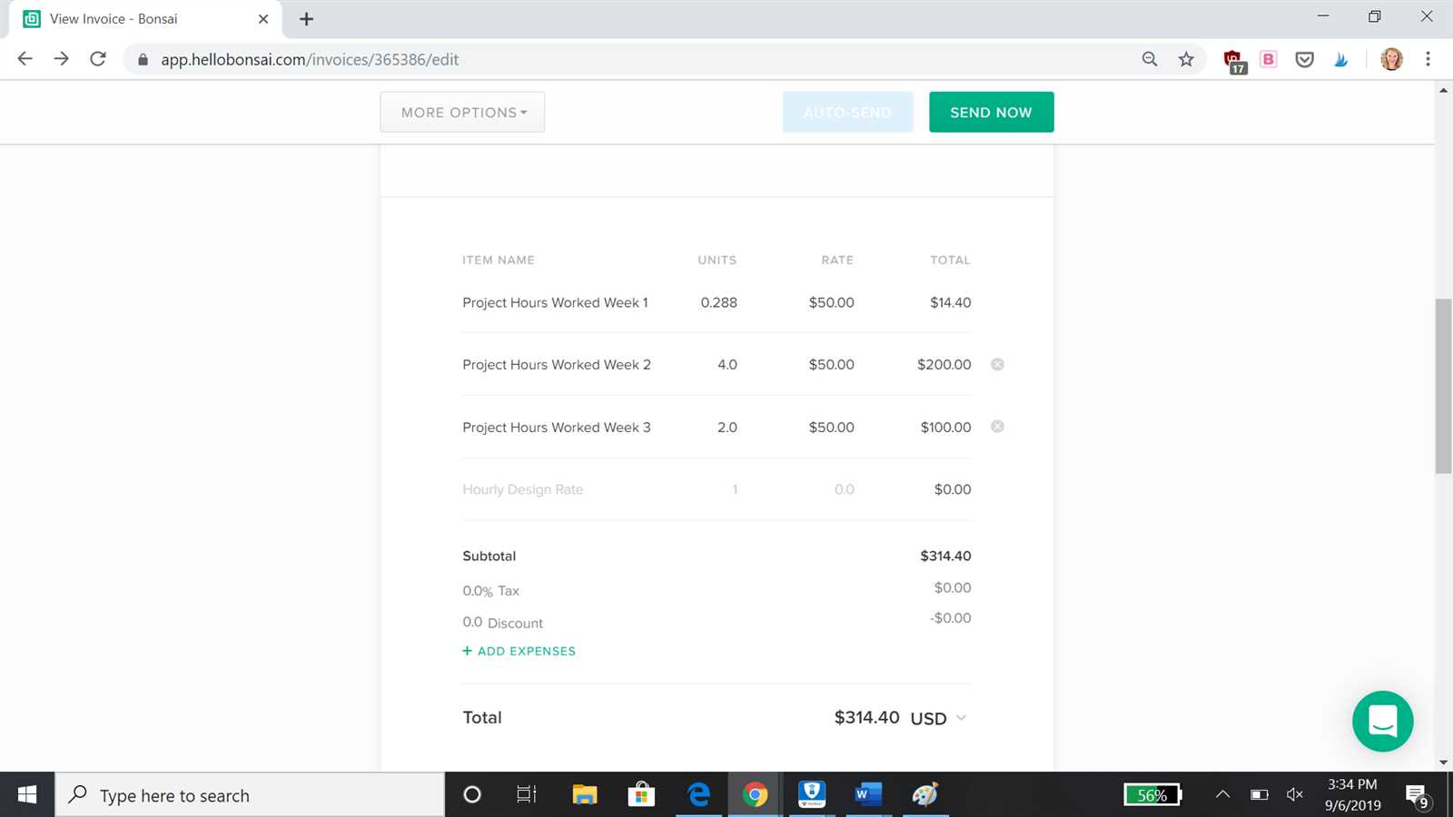 bonsai invoice template