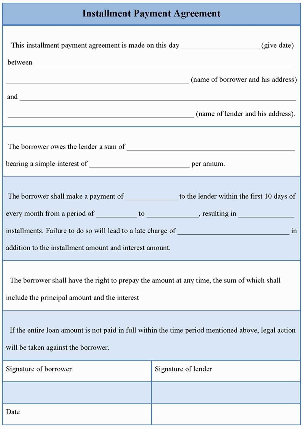 installment payment invoice template