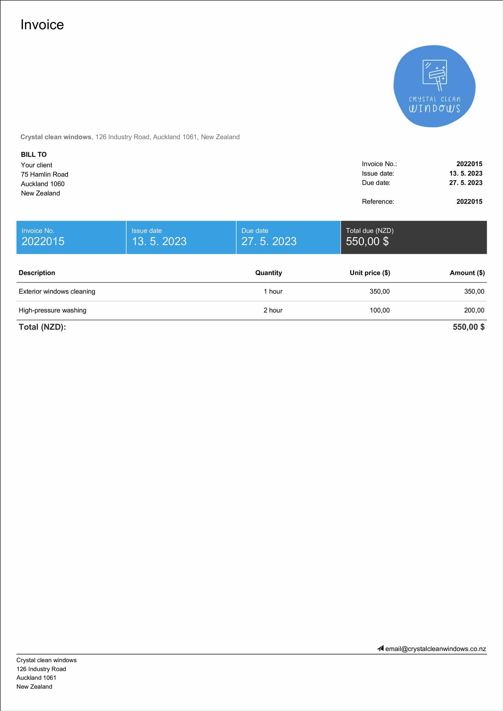 office cleaning invoice template