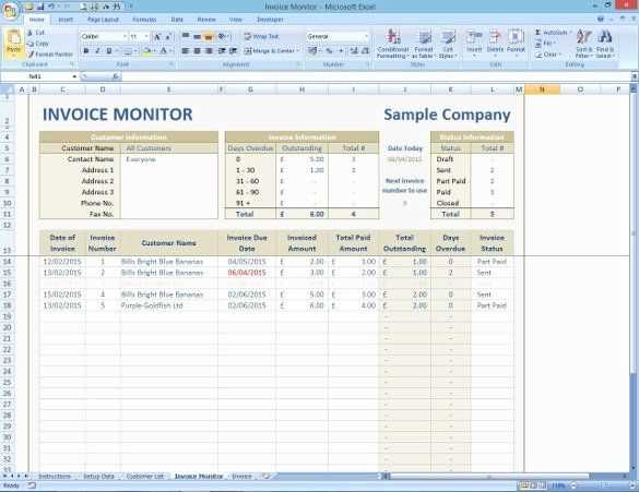 invoice tracking spreadsheet template
