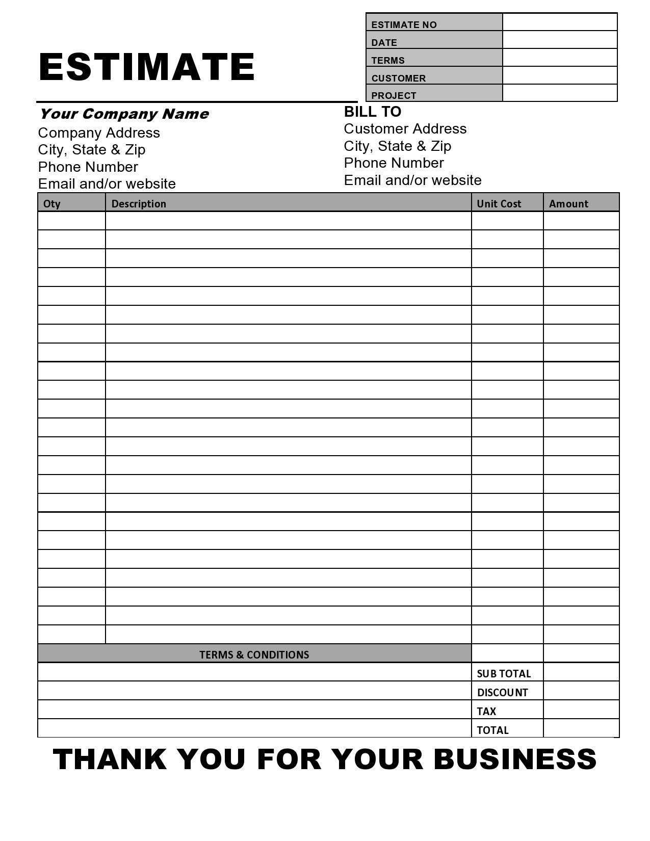 free printable construction invoice template