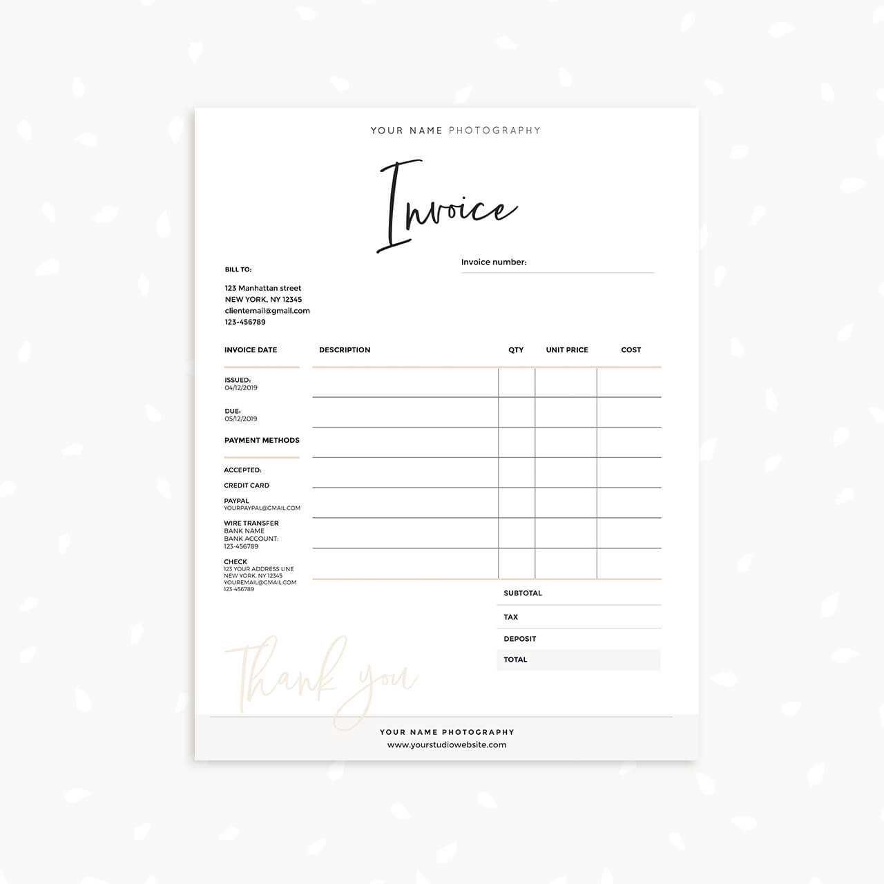 photoshop invoice template free