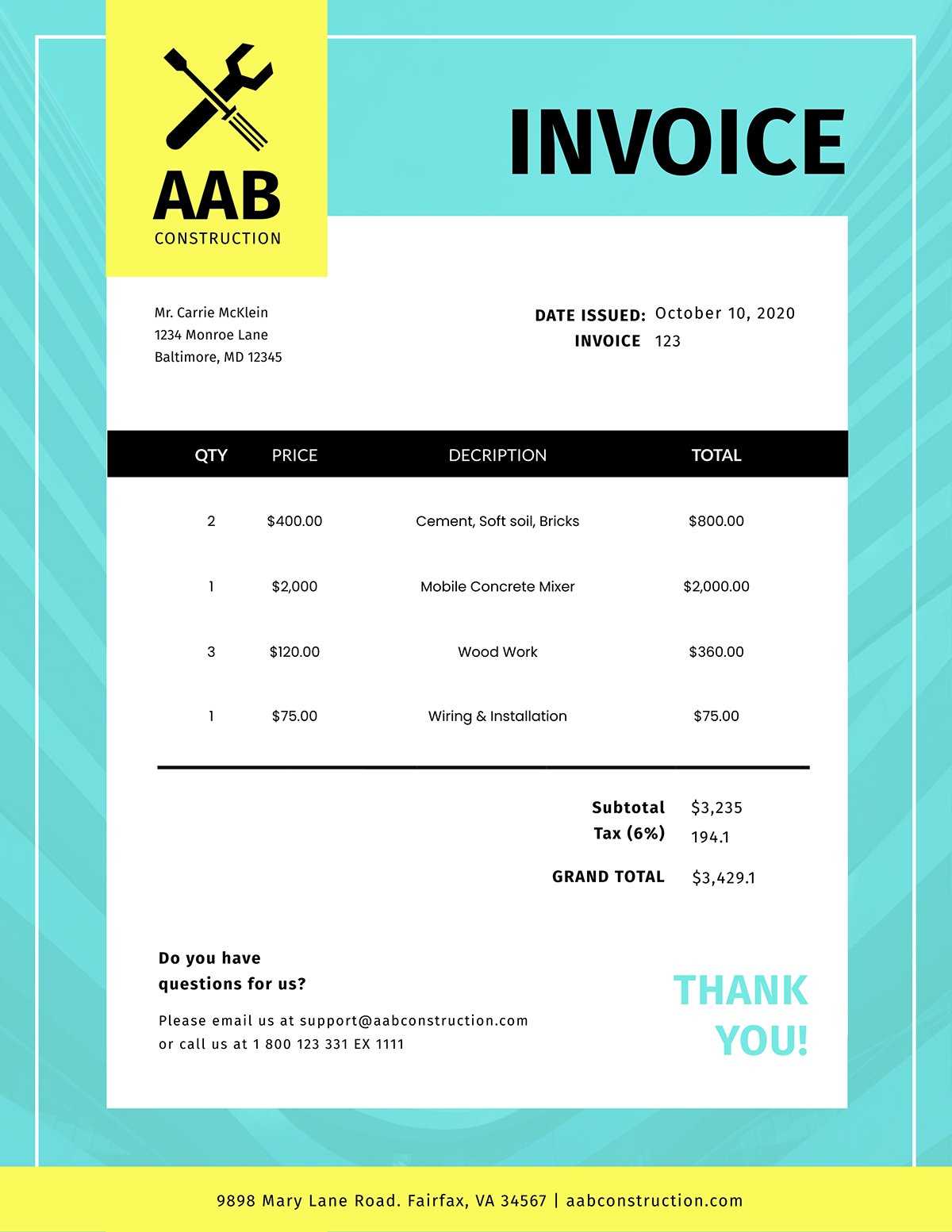 personal trainer invoice template