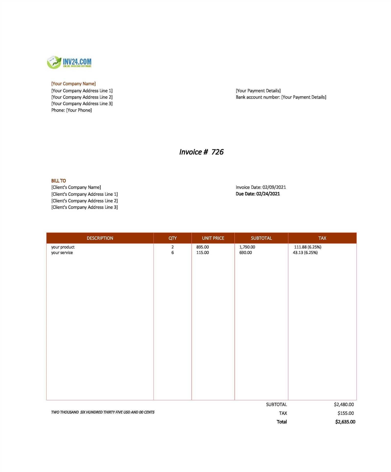 blank billing invoice template