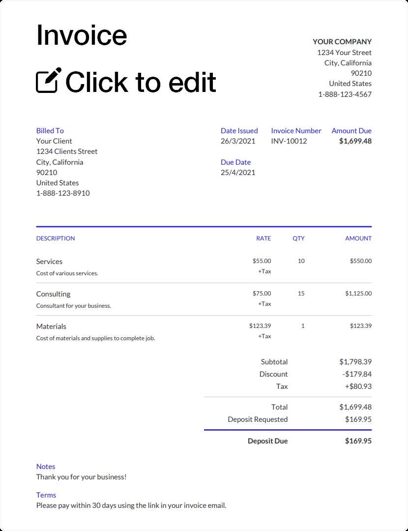 invoice template word   free download pdf