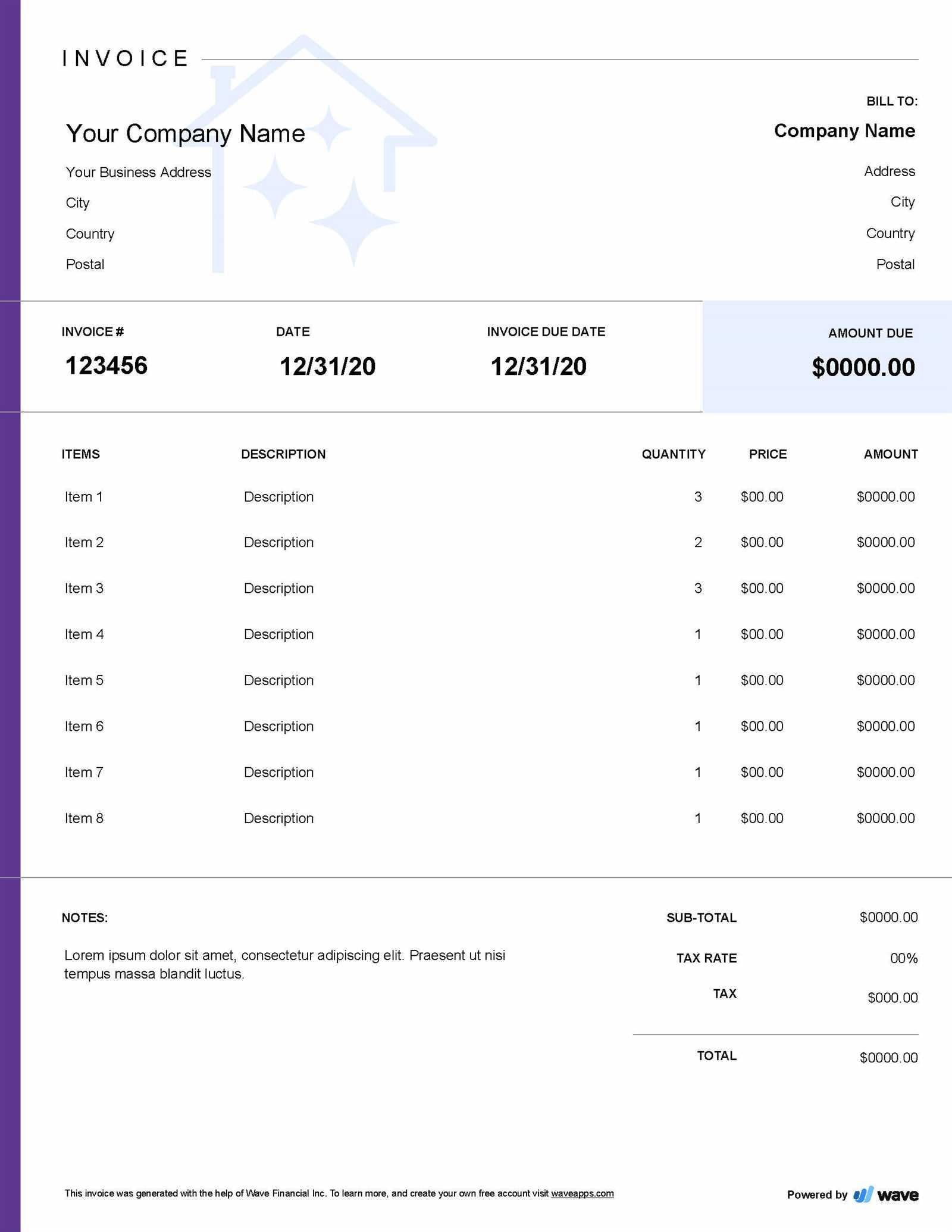 free house cleaning invoice template